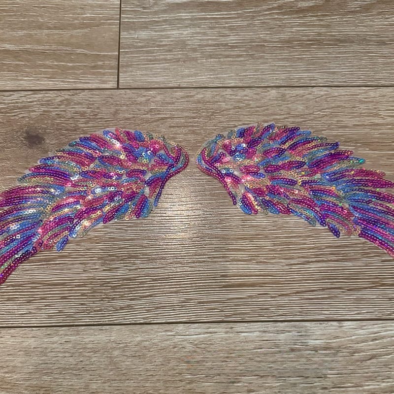 On A Whim Hats Angel Wings Sequin Iron-On Patch (multiple colors available)