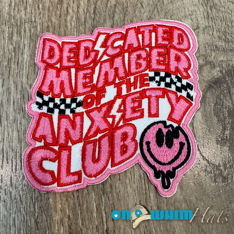 On A Whim Hats Anxiety Club Embroidered Iron-On Patch