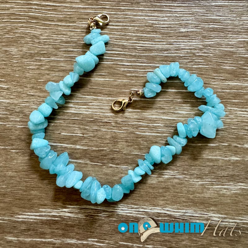 On A Whim Hats Aqua Stone Hat Chain