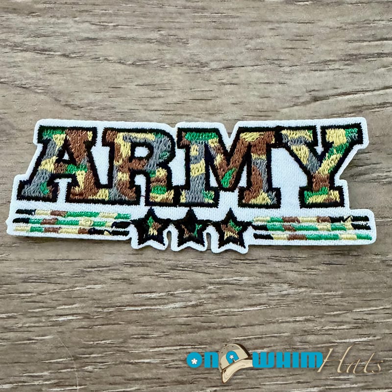 On A Whim Hats Army Embroidered Iron-On Patch