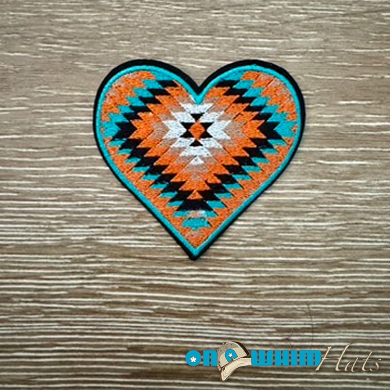 On A Whim Hats Aztec  Heart Iron-On Patch