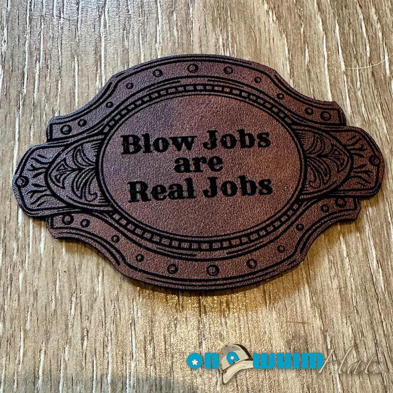On A Whim Hats B Jobs Leather Iron-On Patch