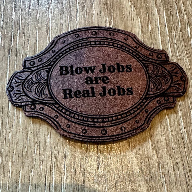 On A Whim Hats B Jobs Leather Iron-On Patch