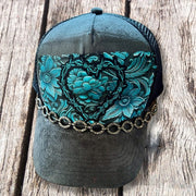 On A Whim Hats Barbed Wire Heart Handmade Vegan Suede Hat