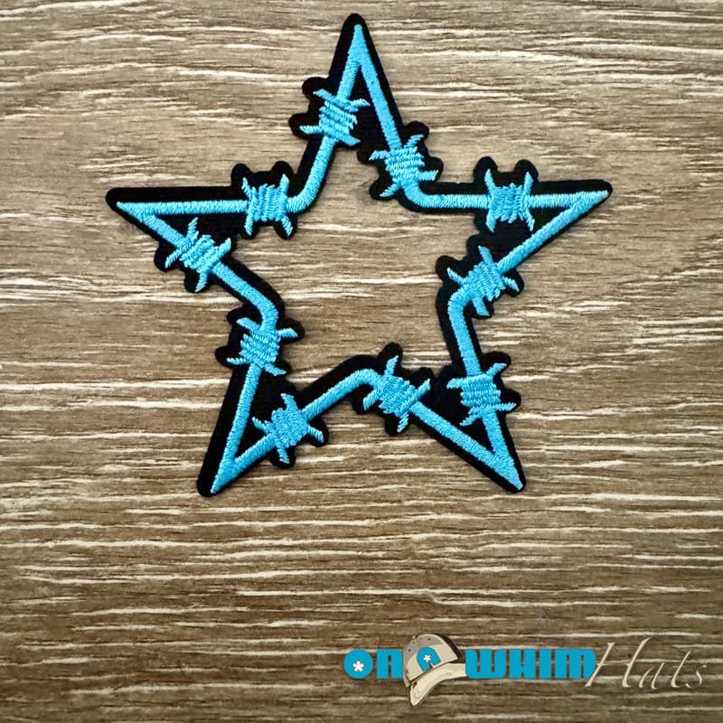 On A Whim Hats Barbed Wire Star Iron-On Patch