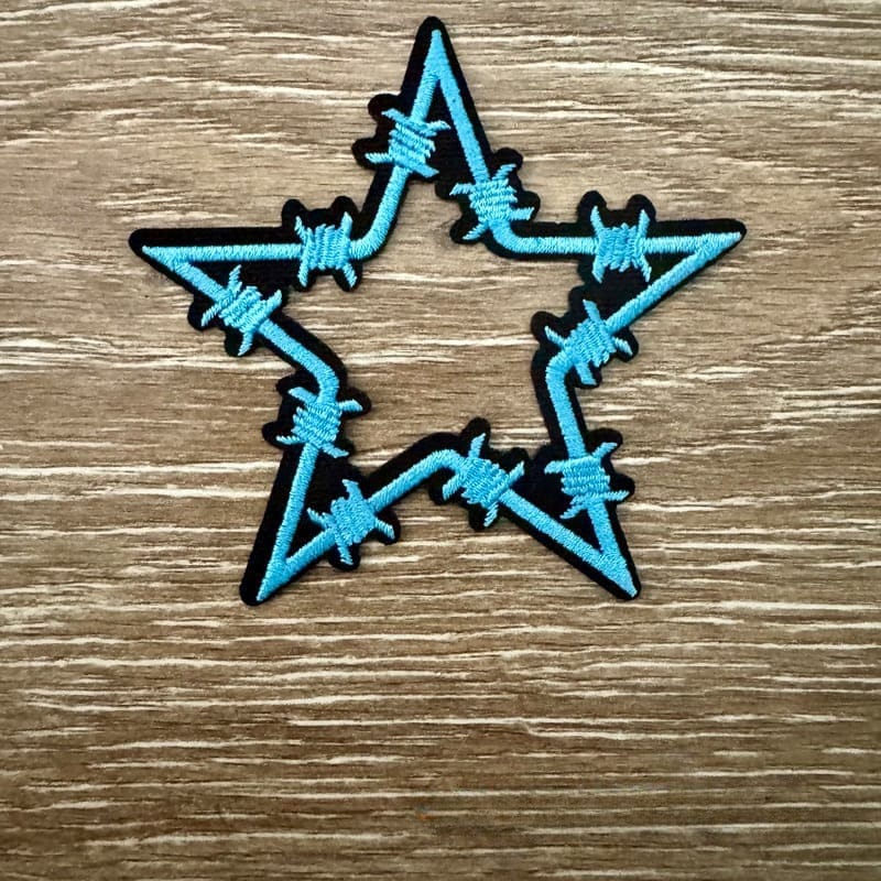 On A Whim Hats Barbed Wire Star Iron-On Patch