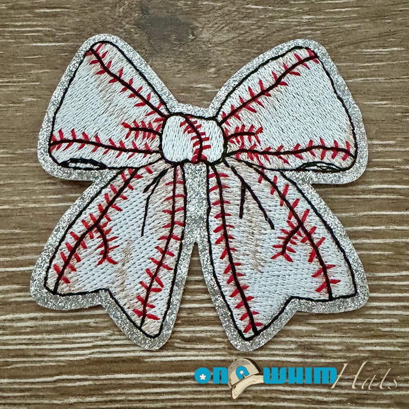 On A Whim Hats Baseball Bow Iron-On Patch