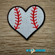 On A Whim Hats Baseball Heart Iron-On Patch