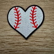 On A Whim Hats Baseball Heart Iron-On Patch