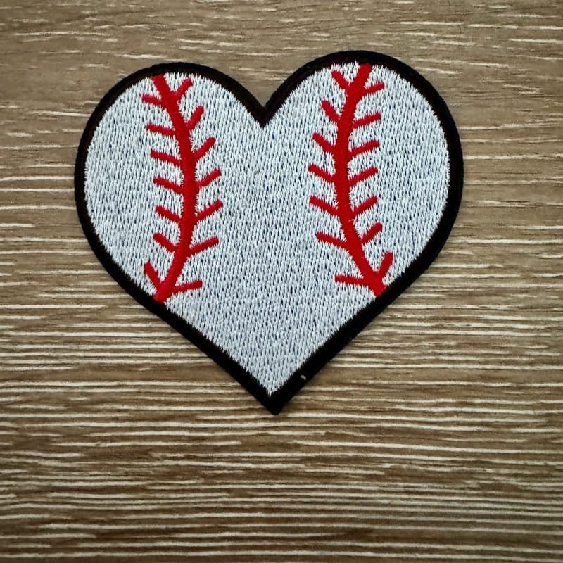 On A Whim Hats Baseball Heart Iron-On Patch