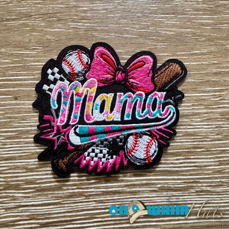 On A Whim Hats Baseball Mama Iron-On Patch
