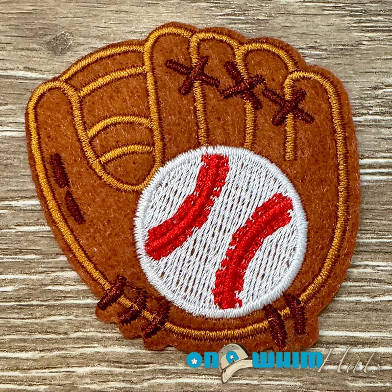 On A Whim Hats Baseball Mitt Embroidered Iron-On Patch