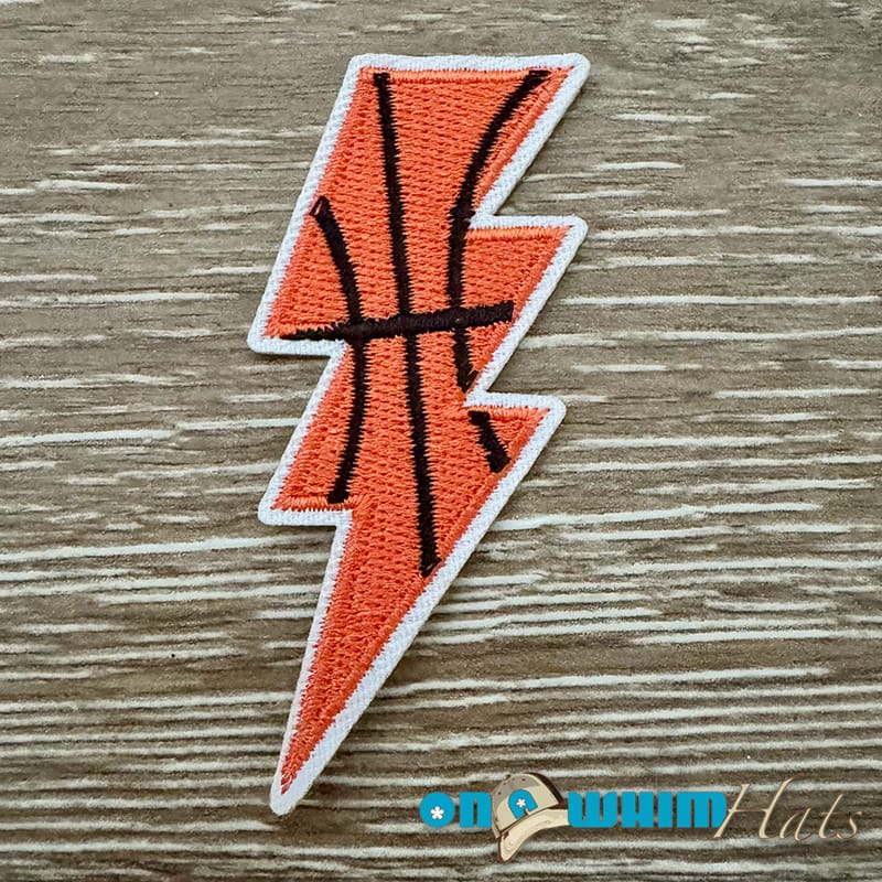 On A Whim Hats Basketball Bolt Iron-On Patch