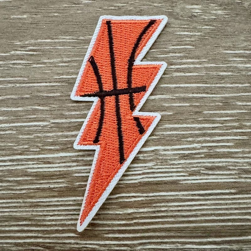 On A Whim Hats Basketball Bolt Iron-On Patch