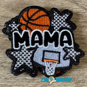 On A Whim Hats Basketballl Mama Glitter Iron-On Patch