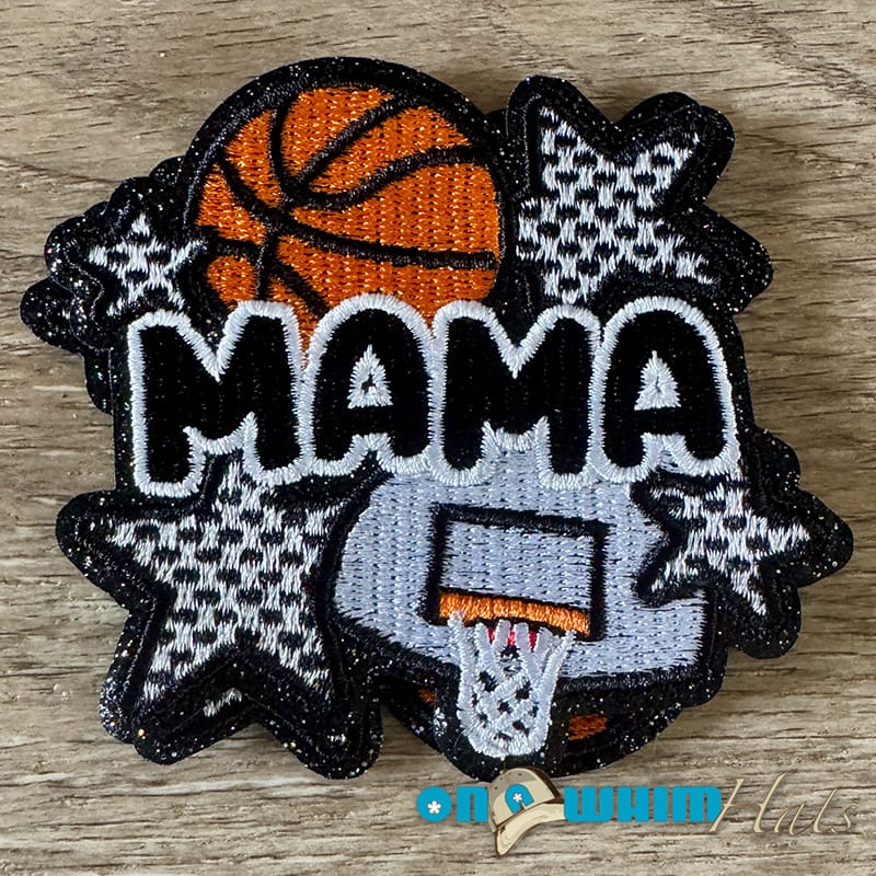 On A Whim Hats Basketballl Mama Glitter Iron-On Patch
