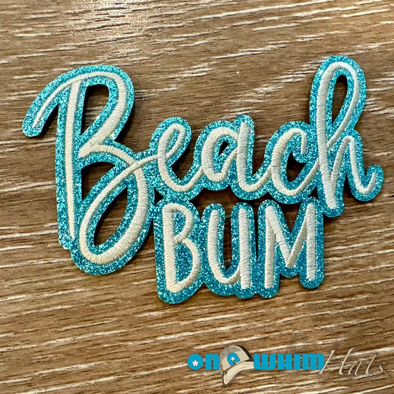On A Whim Hats Beach Bum Embroidered Iron-On Patch