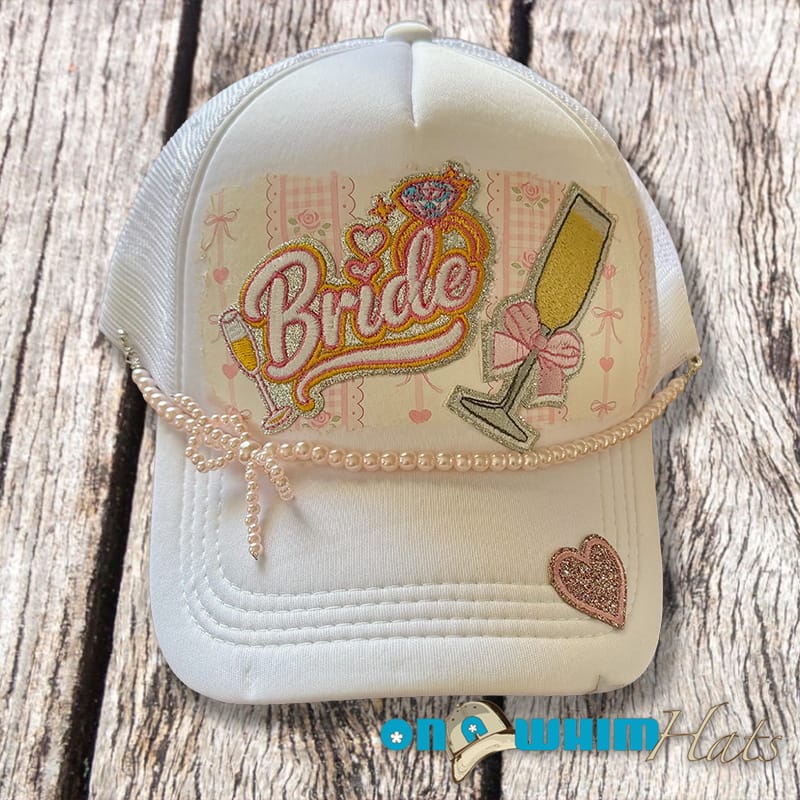 On A Whim Hats Beautiful Bride Handmade Trucker Hat