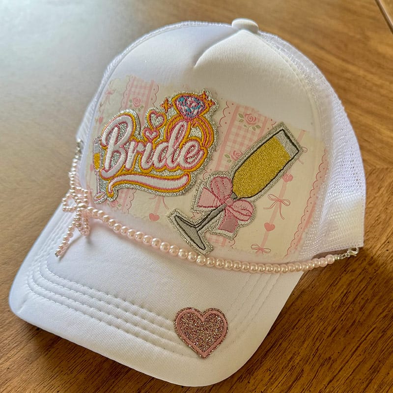 On A Whim Hats Beautiful Bride Handmade Trucker Hat