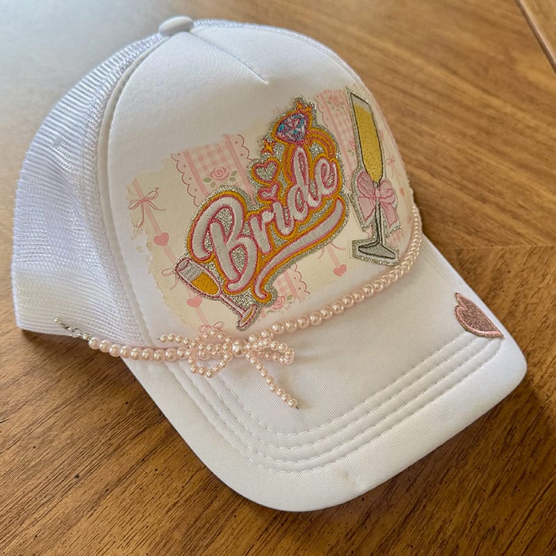 On A Whim Hats Beautiful Bride Handmade Trucker Hat