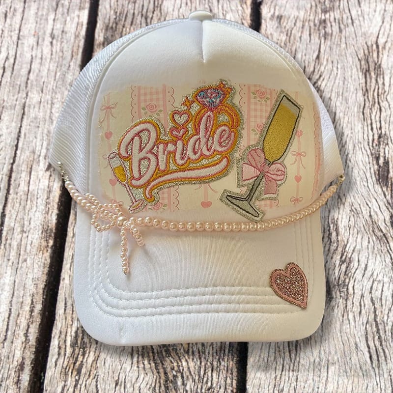 On A Whim Hats Beautiful Bride Handmade Trucker Hat