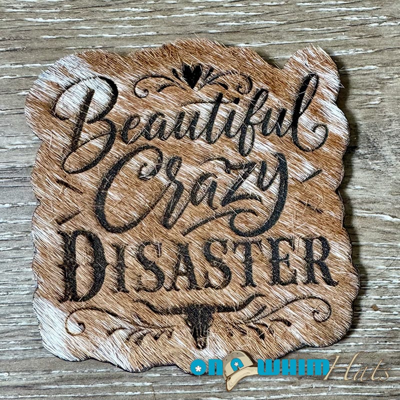 On A Whim Hats Beautiful Crazy Disaster Genuine Cowhide Iron-On Patch