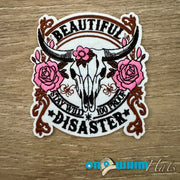 On A Whim Hats Beautiful Disaster Iron-On Patch