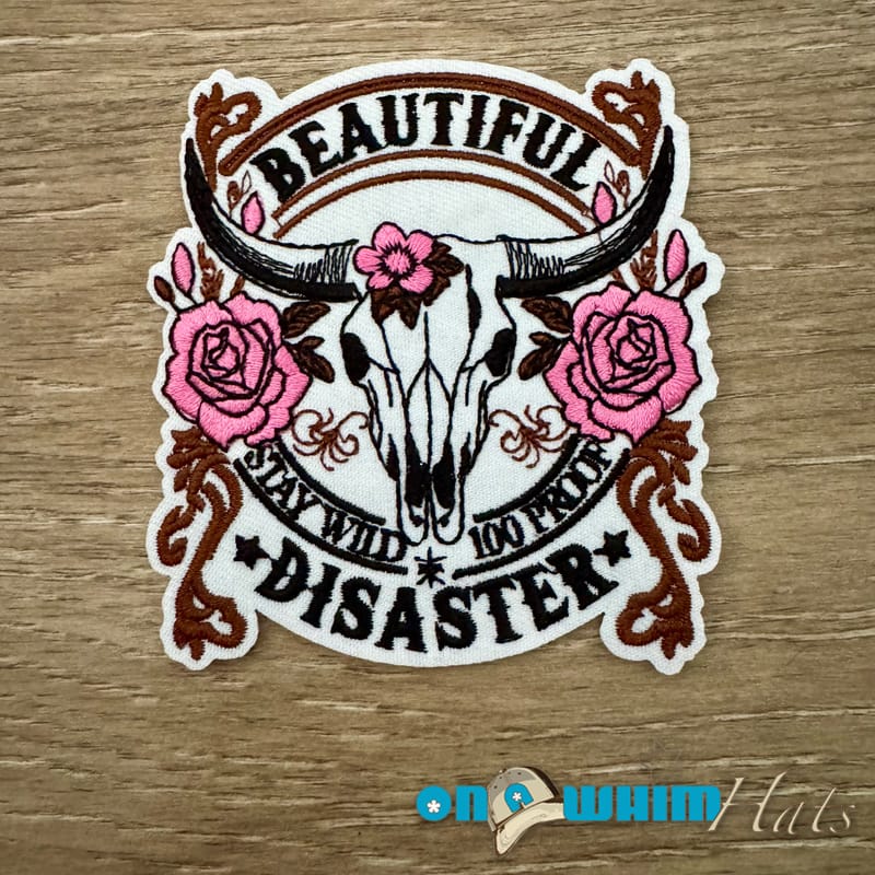 On A Whim Hats Beautiful Disaster Iron-On Patch