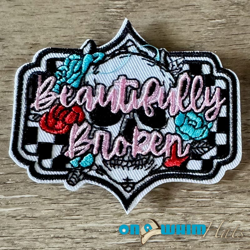 On A Whim Hats Beautifully Broken Pink Iron-On Patch