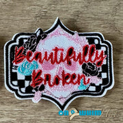 On A Whim Hats Beautifully Broken Red Iron-On Patch