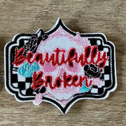 On A Whim Hats Beautifully Broken Red Iron-On Patch