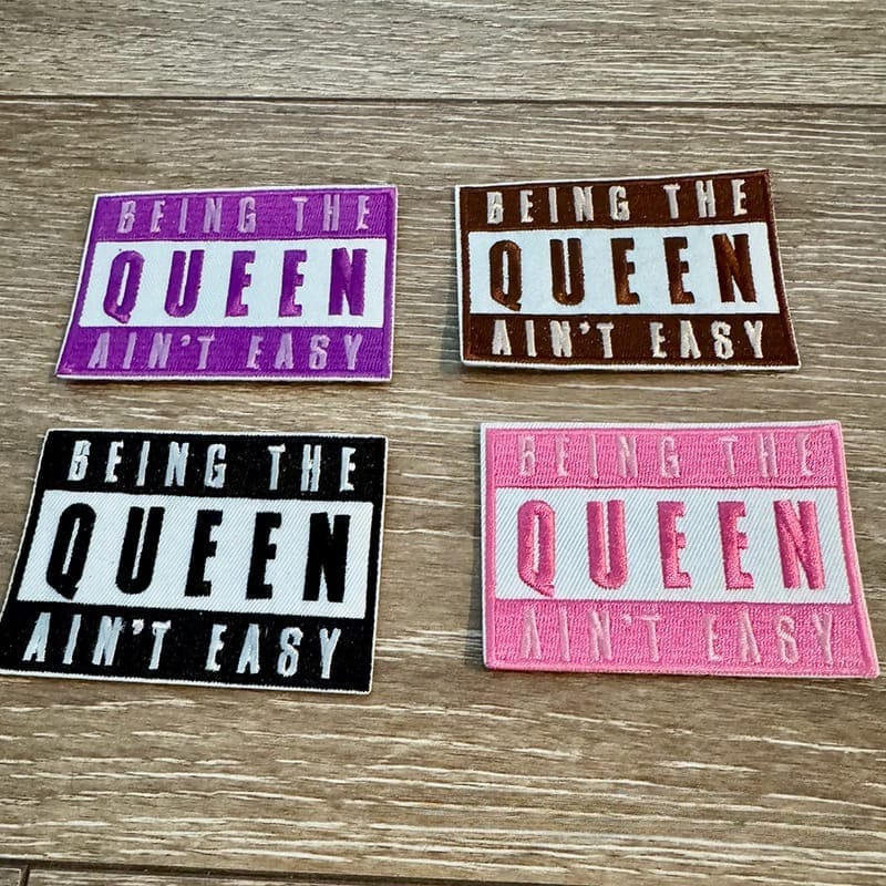 On A Whim Hats Being the Queen Embroidered Iron-On Patch