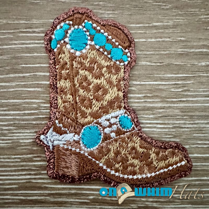 On A Whim Hats Bejeweled Cowboy Kicks Iron-On Patch