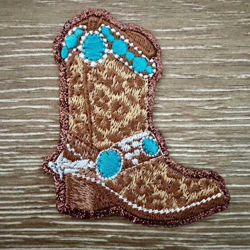 On A Whim Hats Bejeweled Cowboy Kicks Iron-On Patch