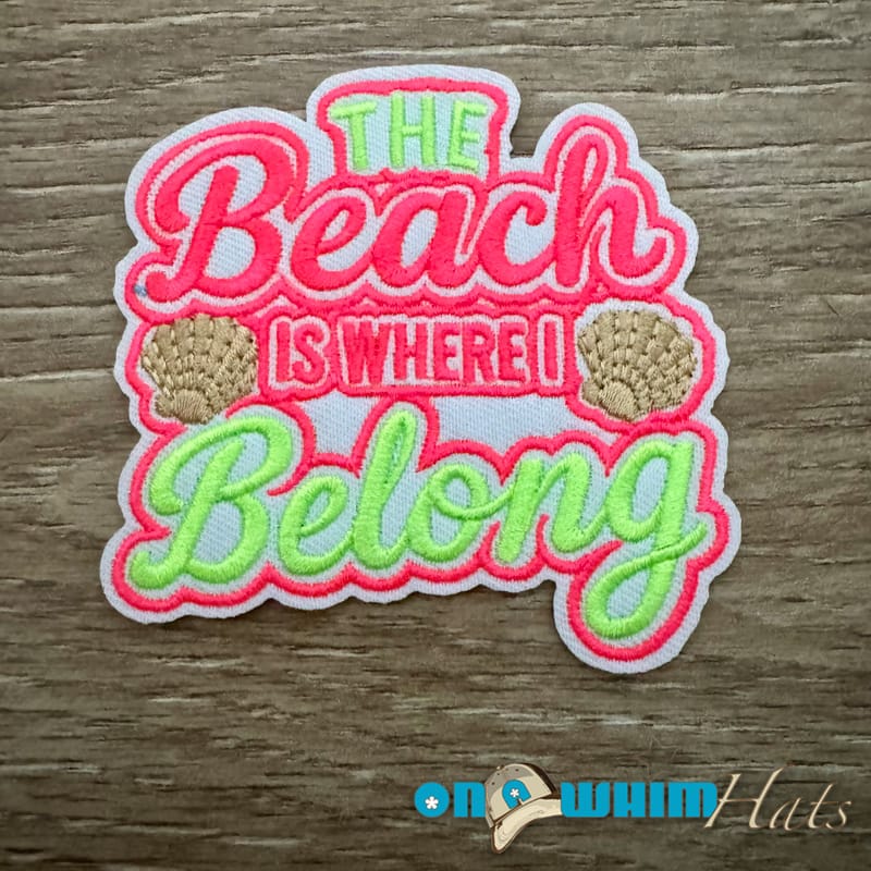 On A Whim Hats Belong at the Beach Iron-On Patch