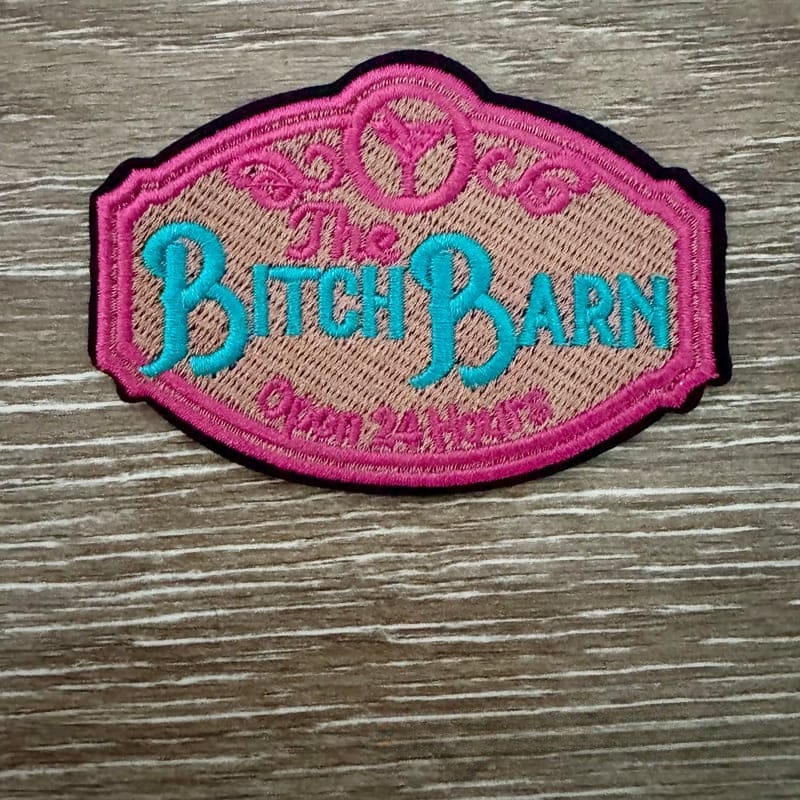 On A Whim Hats Bitch Barn Iron-On Patch