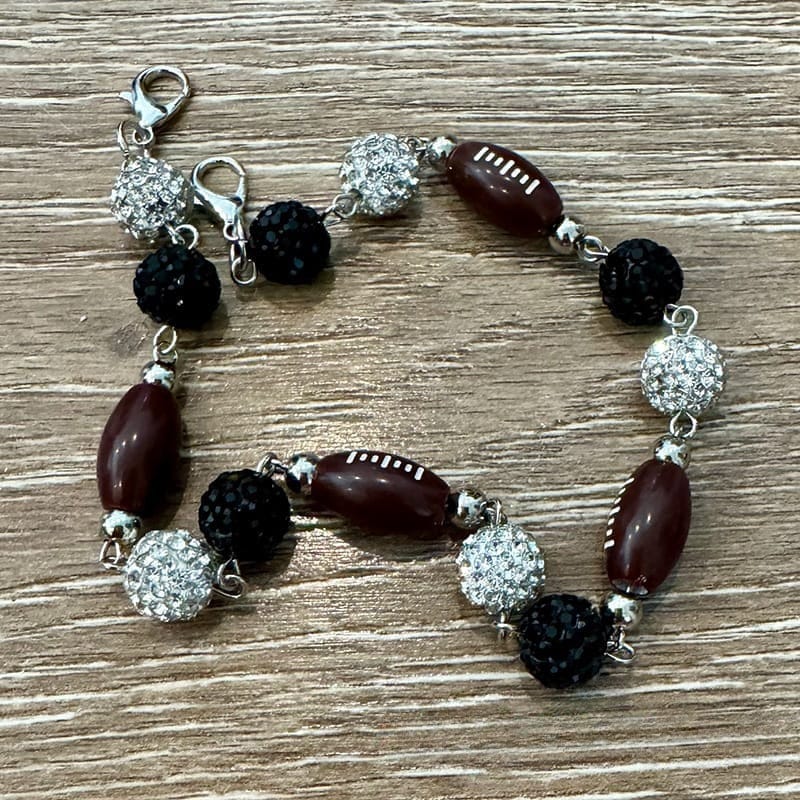 On A Whim Hats Black and Silver Sparkly Football Hat Chain