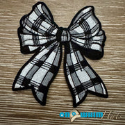 On A Whim Hats Black and White Bow Iron-On Patch