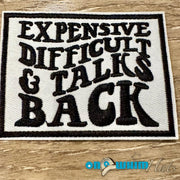On A Whim Hats Black and White Expensive Embroidered Iron-On Patch