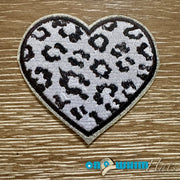 On A Whim Hats Black and White Heart Iron-On Patch