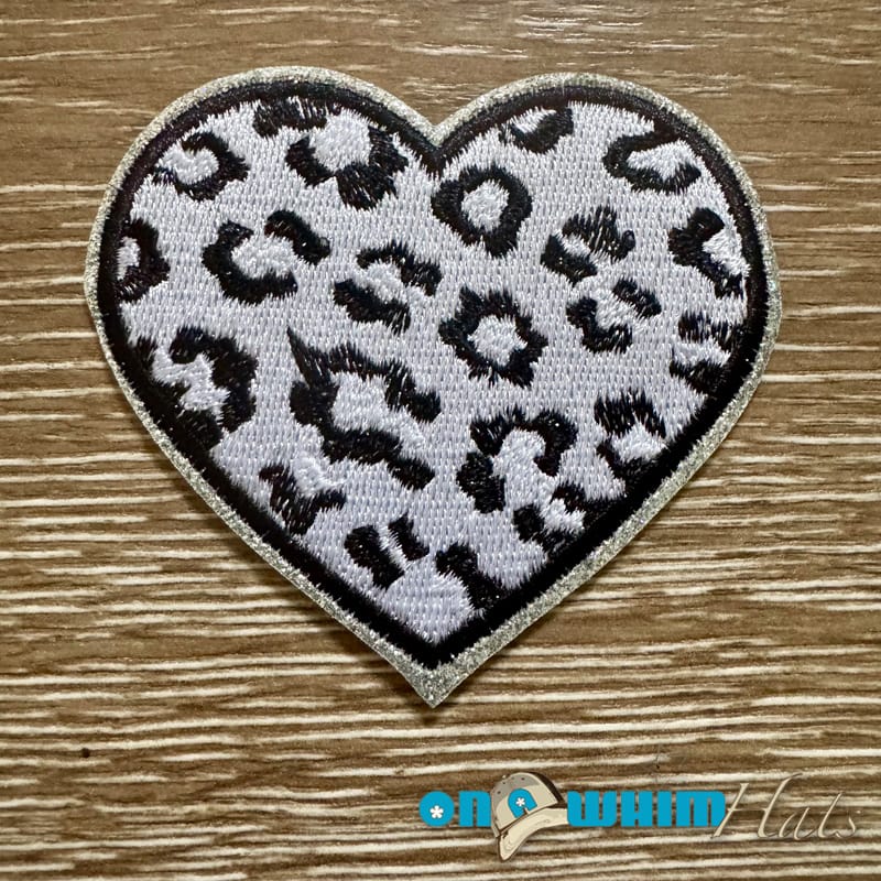 On A Whim Hats Black and White Heart Iron-On Patch