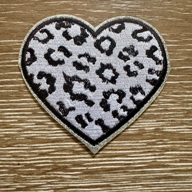 On A Whim Hats Black and White Heart Iron-On Patch