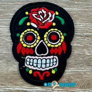 On A Whim Hats Black Candy Skull Iron-On Patch