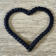 On A Whim Hats Black Rope Heart Embroidered Iron-On Patch