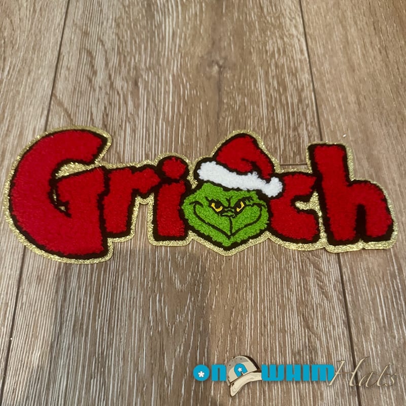 On A Whim Hats X-L Grinch Iron-On Patch
