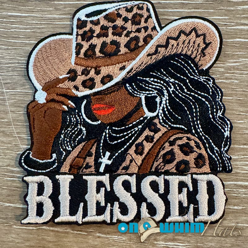 On A Whim Hats Blessed Cowgirl Iron-On Patch