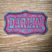 On A Whim Hats Blue Darlin' Leather Iron-On Patch