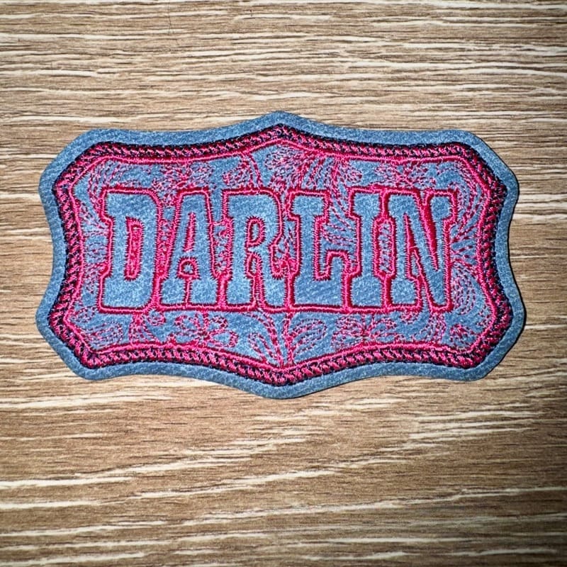 On A Whim Hats Blue Darlin' Leather Iron-On Patch
