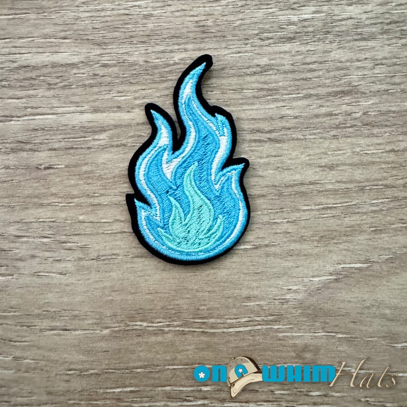 On A Whim Hats Blue Flame Iron-On Patch