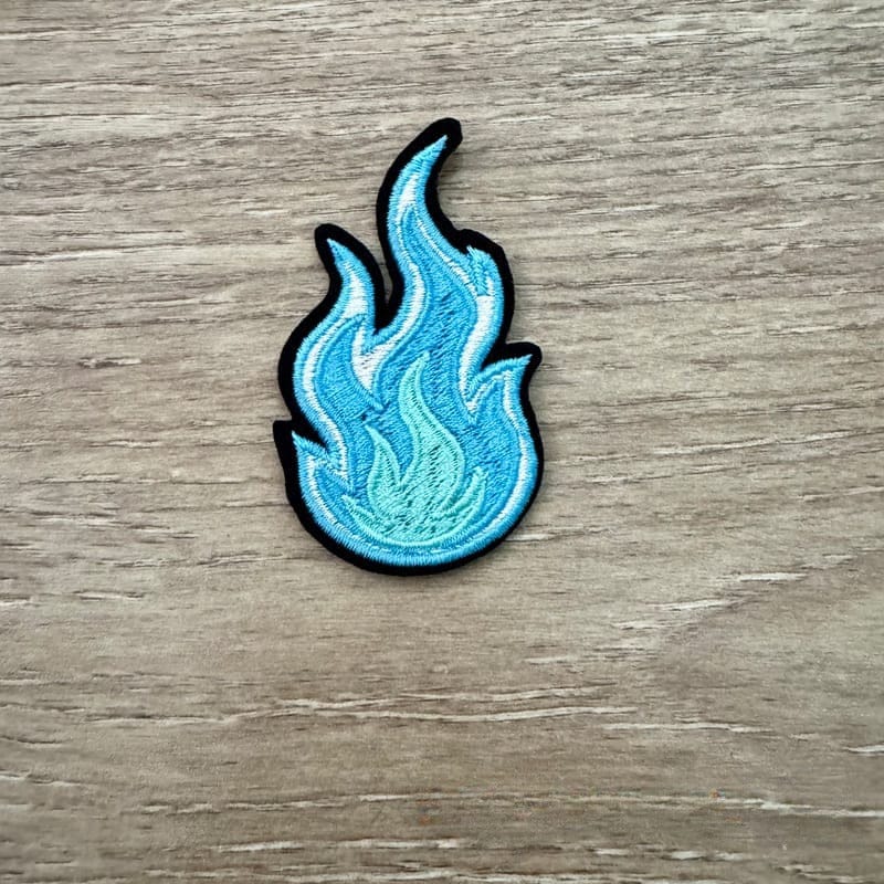 On A Whim Hats Blue Flame Iron-On Patch